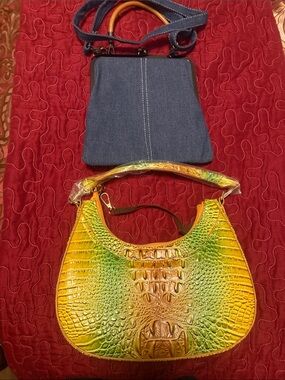 Bundle Denim crossbody & crocodile Bag